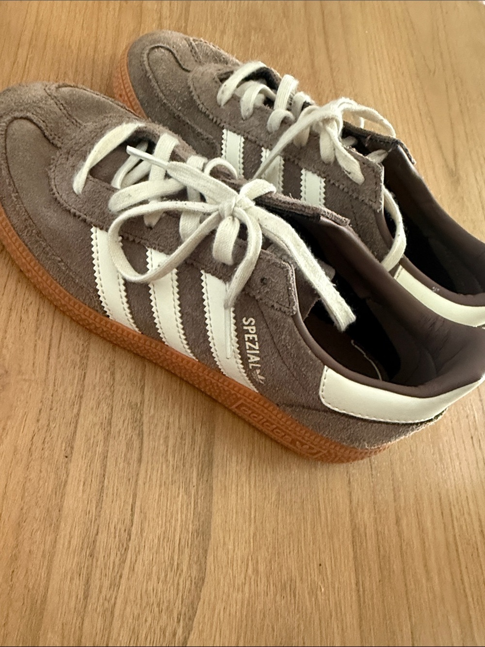 adidas Kids Spezial Suede Sneakers in Taupe, White and Gum